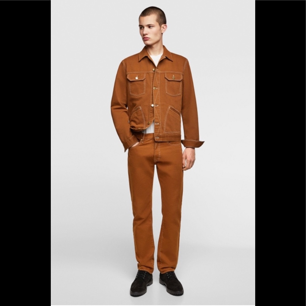 NWT Zara Man Men’s Size 31x Eathtone Color Textured Weave Trousers